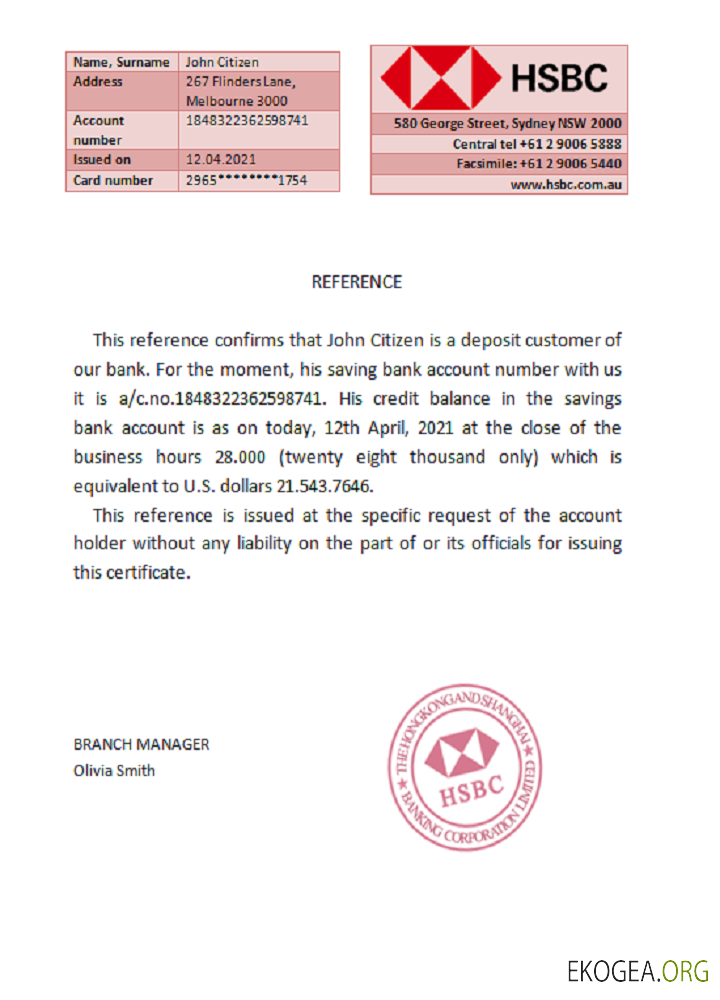 Australie , HSBC , reference